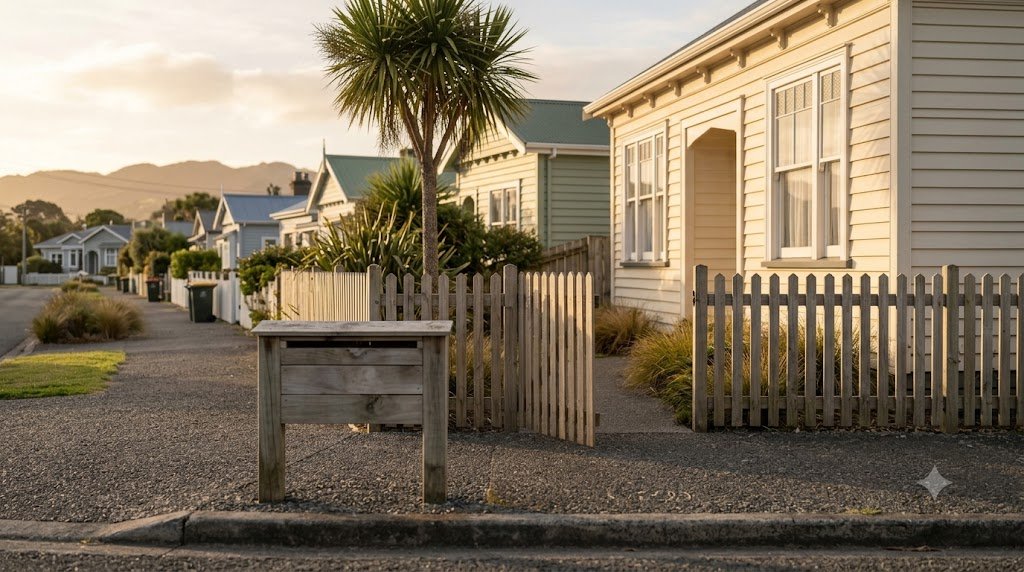Quiet New Zealand street of weatherboard villas